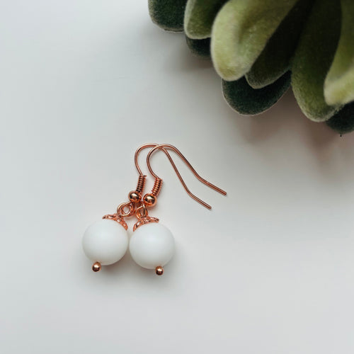 Earring / one of a kind #13 / rose gold matte white