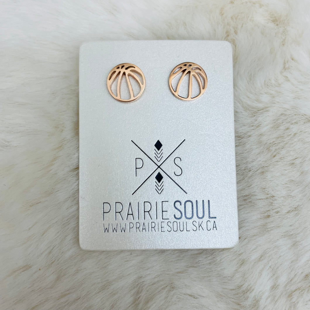 Metal Shape Stud Earring / Basketball