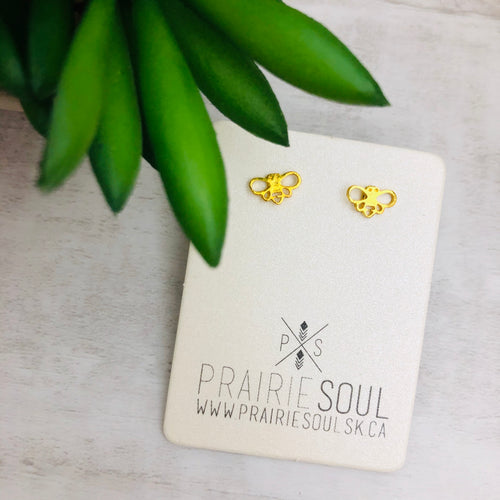 Metal Shape Stud Earring / Bumble Bee